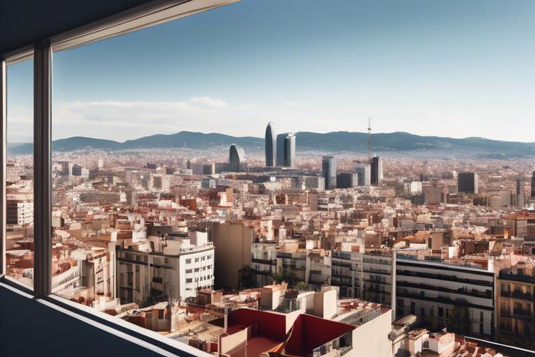 Panoramic view of Barcelona city from an office window, symbolizing connection